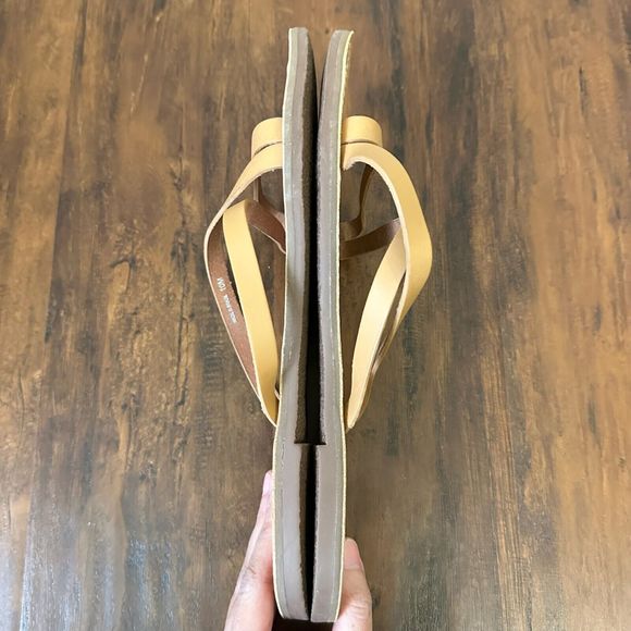 MADEWELL Boardwalk Trio Strap Slide Sandals in Tan Leather BRAZIL MADE - Picture 4 of 9